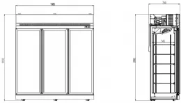 Photo 2 - Réfrigérateur professionnel blanc 3 portes vitrées positif 1880 mm hauteur 2092 mm - 7455.2410 - combisteel - Combisteel - 7455.2410