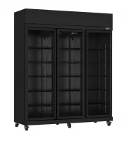 Réfrigérateur professionnel noir 3 portes vitrées positif 1650 mm - 7455.3155 - combisteel - Combisteel - 7455.3155