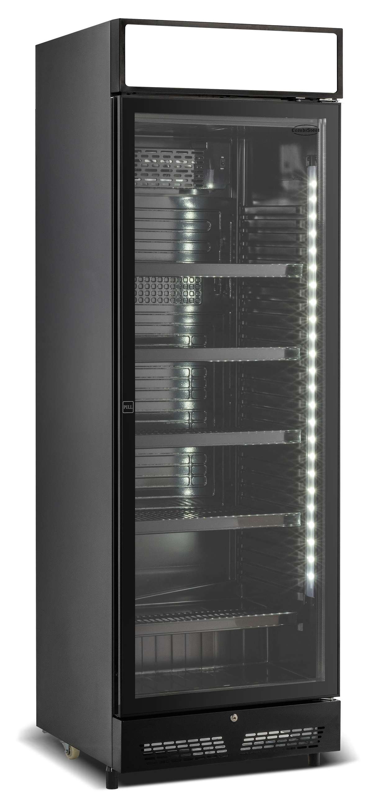Réfrigérateur professionnel 1 porte vitrée noir 400 L positif avec canopy - 7086.0010 - Combisteel