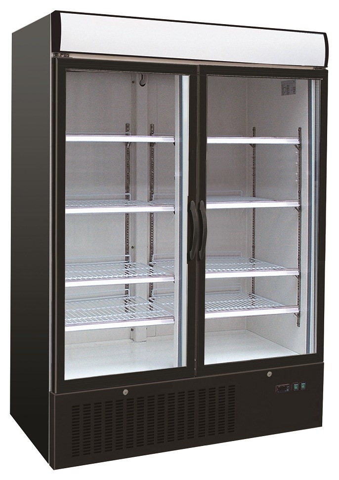 Réfrigérateur professionnel noir 2 portes vitrées positif 1200 mm - 7450.0140 - Combisteel