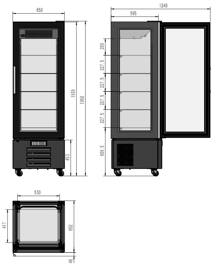 Vitrine pâtisserie réfrigérée professionnelle 400 L noire positive 650 mm - 7450.0845 - Combisteel en cuisine professionnelle