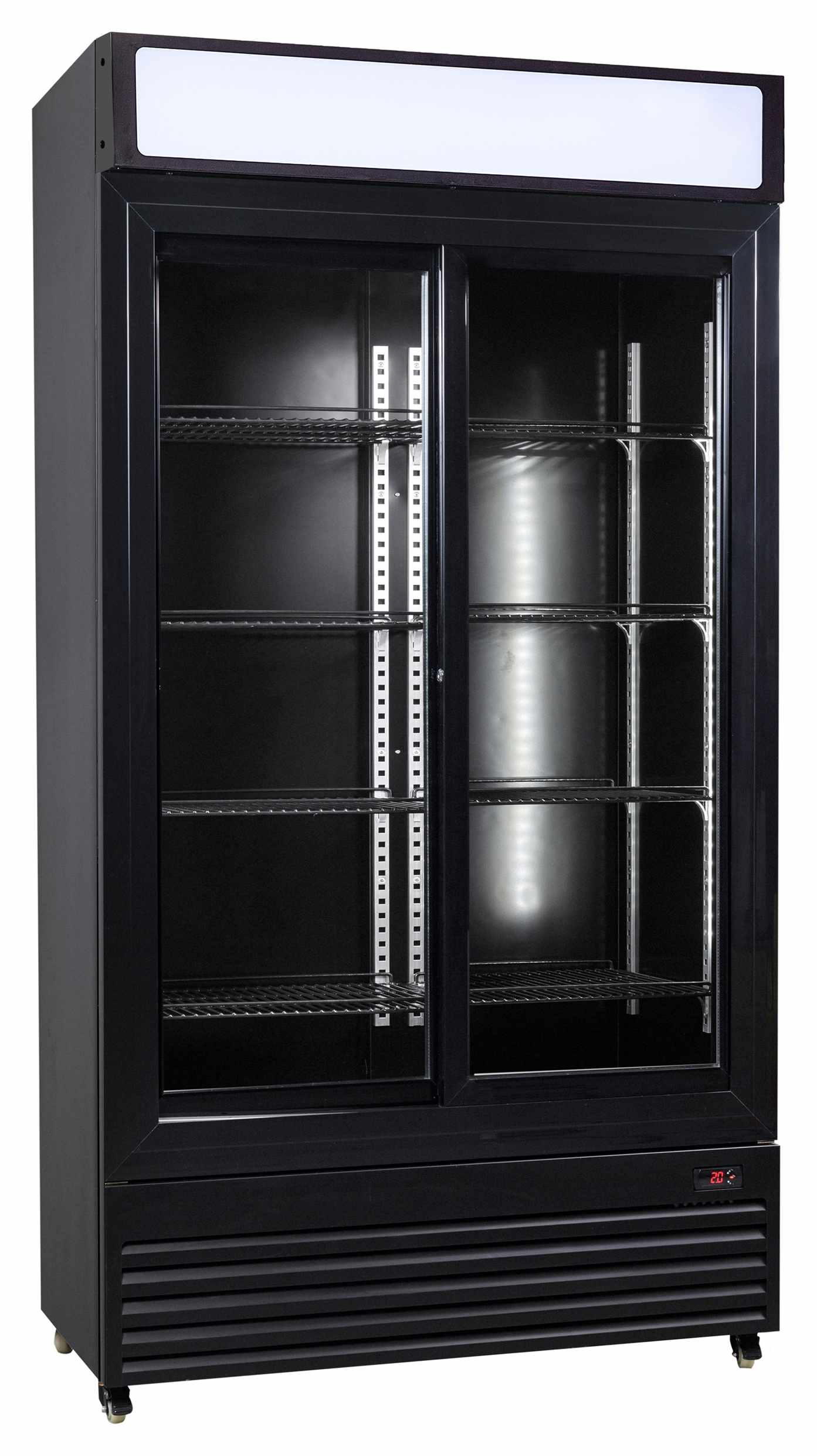 Réfrigérateur professionnel 2 portes vitrées coulissantes noir 780 L positif 1120 mm - 7455.1398 - Combisteel