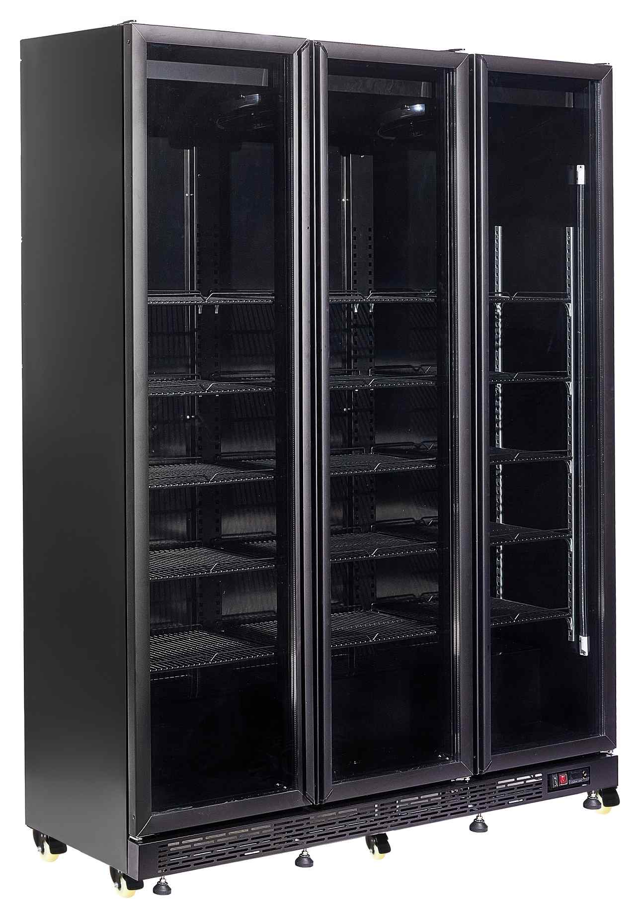 Réfrigérateur professionnel noir 3 portes vitrées chauffantes positif 1600 mm - 7455.1925 - Combisteel