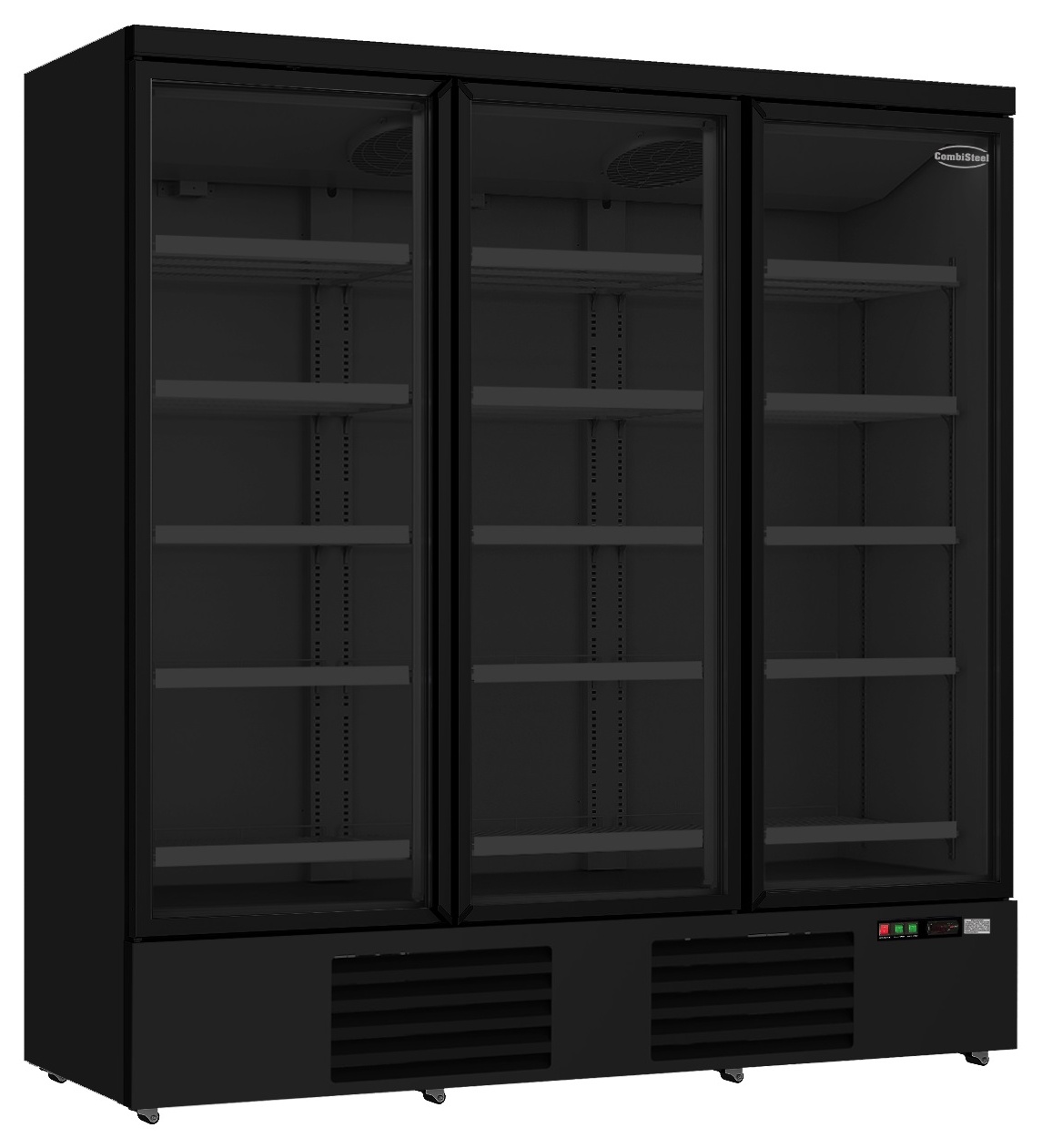 Réfrigérateur professionnel noir 3 portes vitrées positif 1880 mm hauteur 2003 mm - 7455.2235 - Combisteel