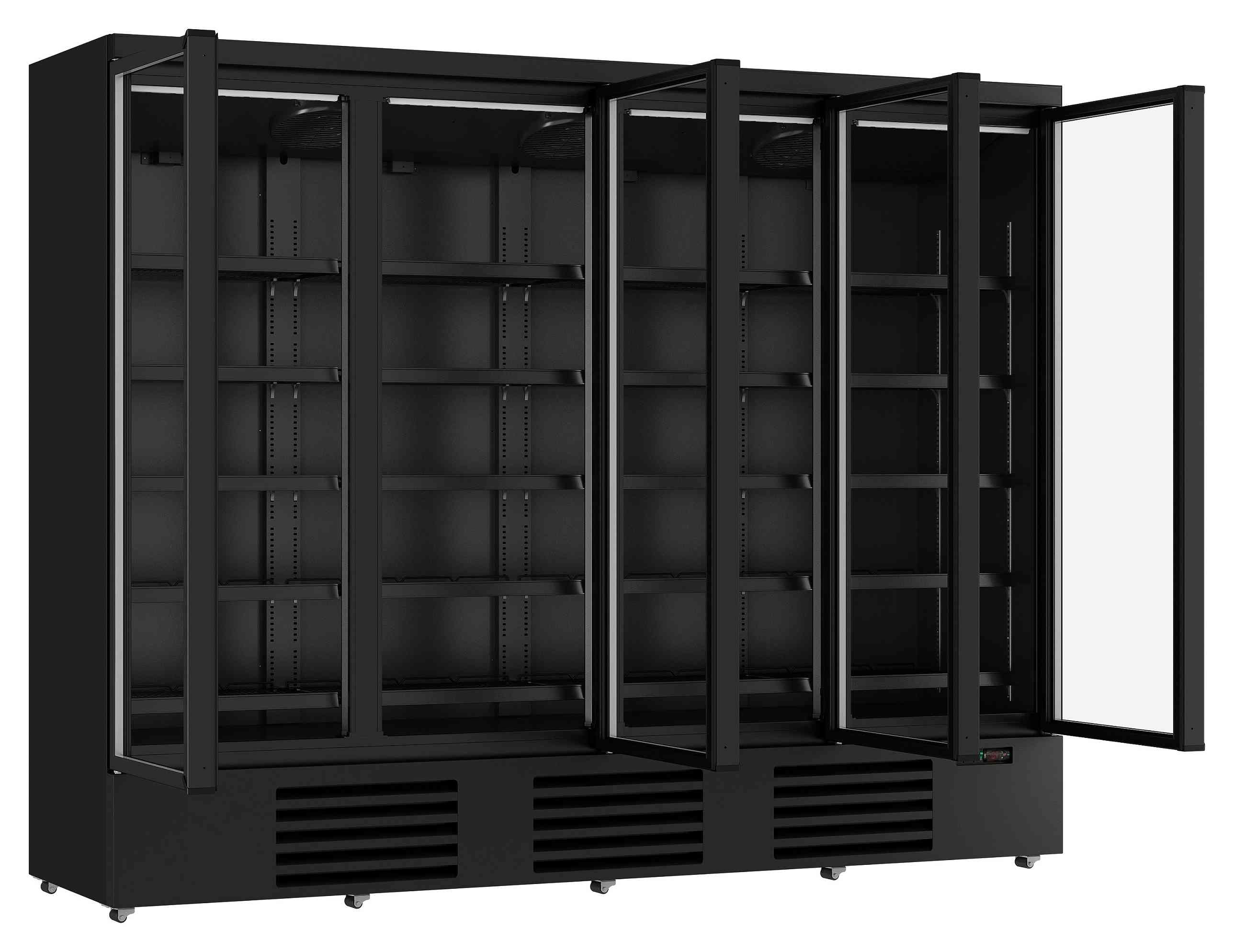 Réfrigérateur professionnel noir 4 portes vitrées positif 2508 mm hauteur 2003 mm - 7455.2240 - Combisteel en cuisine professionnelle