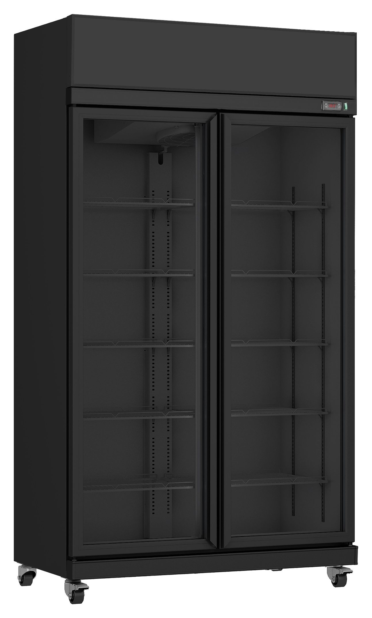 Réfrigérateur professionnel noir 2 portes vitrées positif 1100 mm - 7455.3150 - Combisteel
