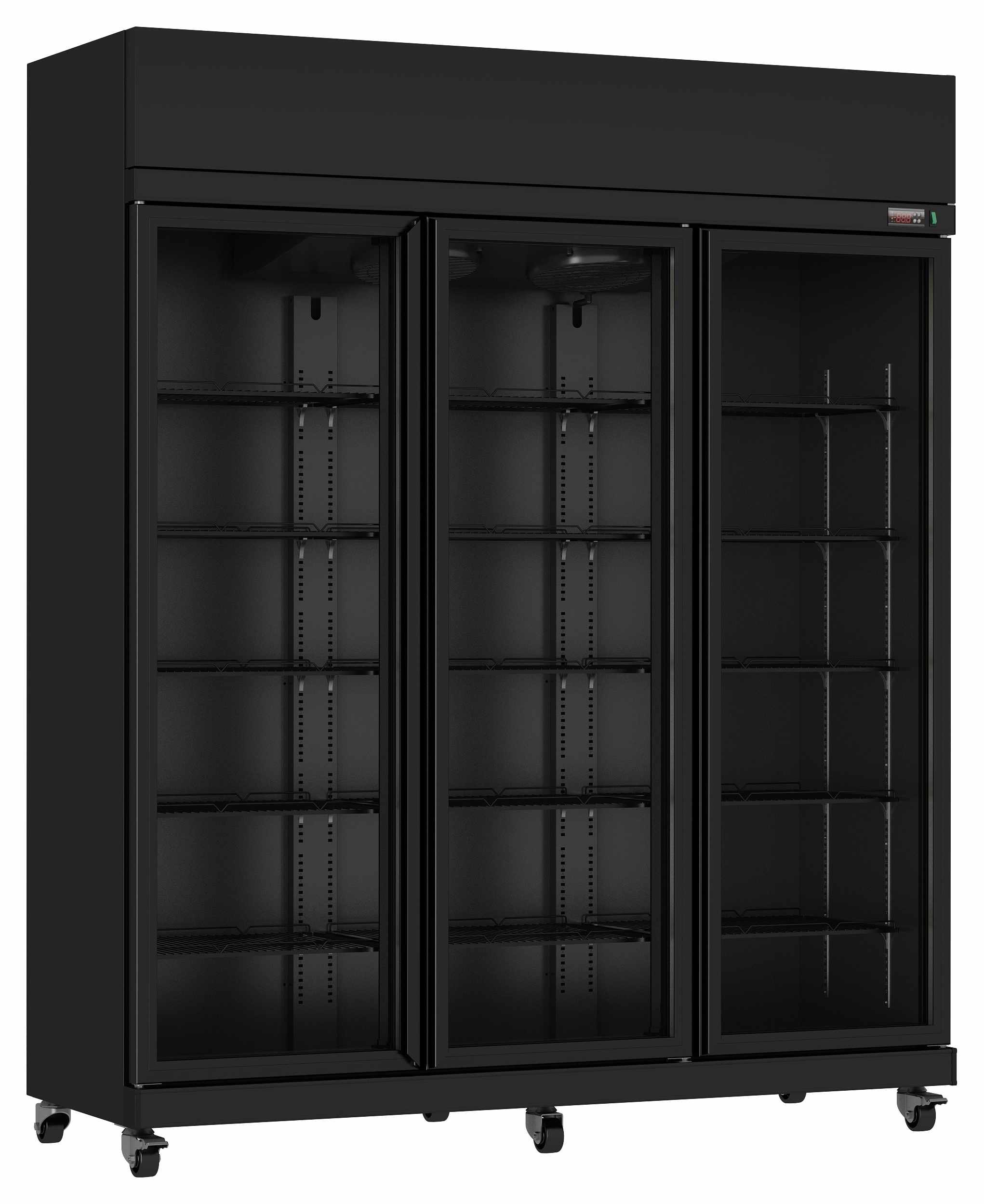 Réfrigérateur professionnel noir 3 portes vitrées positif 1650 mm - 7455.3155 - Combisteel