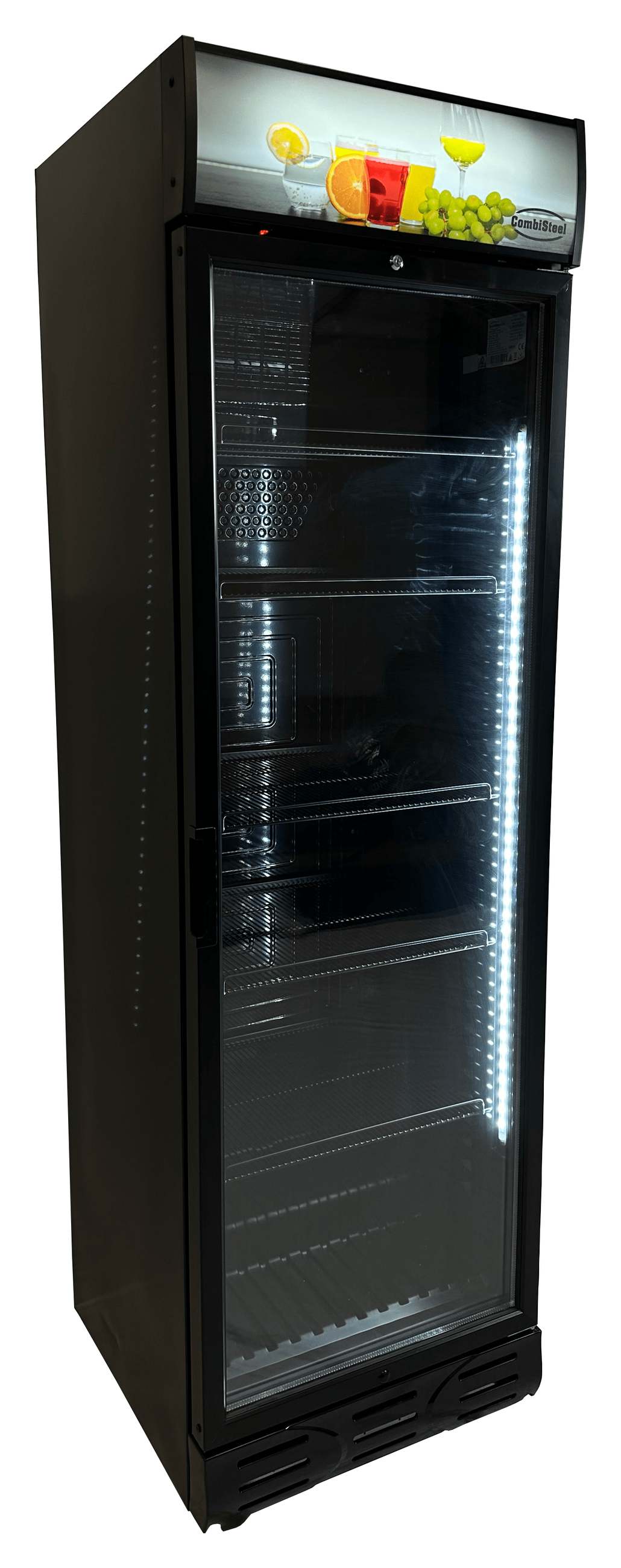 Réfrigérateur professionnel 1 porte vitrée noir 382 L positif charnière à gauche - 7464.0093 - Combisteel en cuisine professionnelle