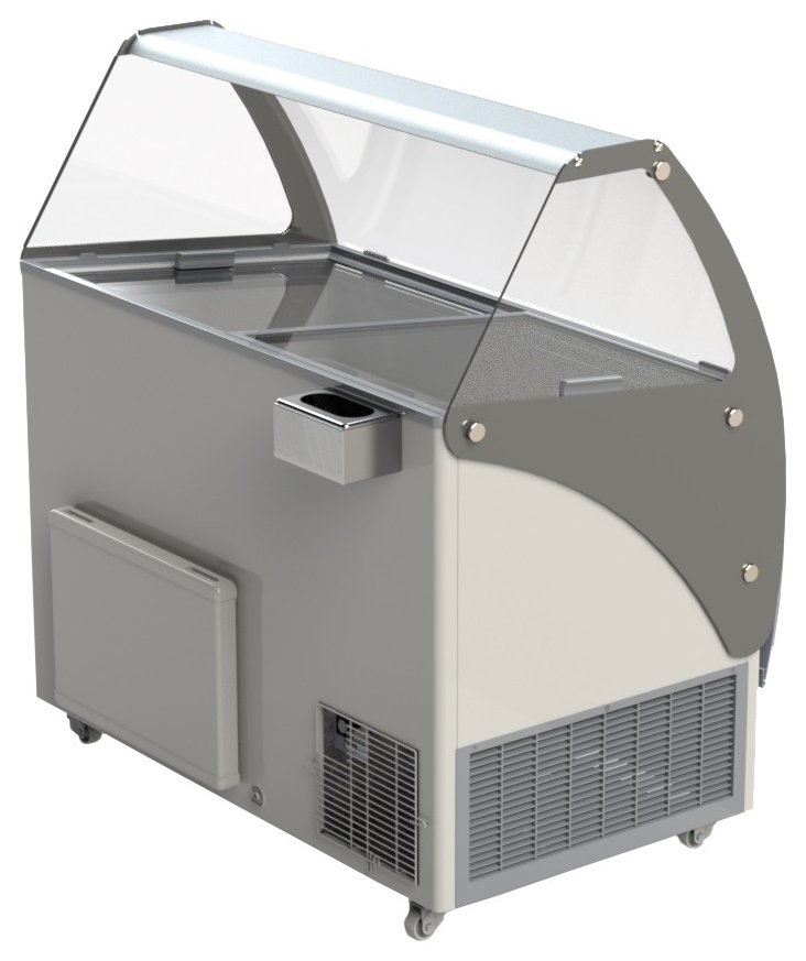 Vitrine à crème glacée professionnelle 13 bacs de 5 L, capacité 557 L, négative, 1662 mm - 7472.0110 - Combisteel en cuisine professionnelle