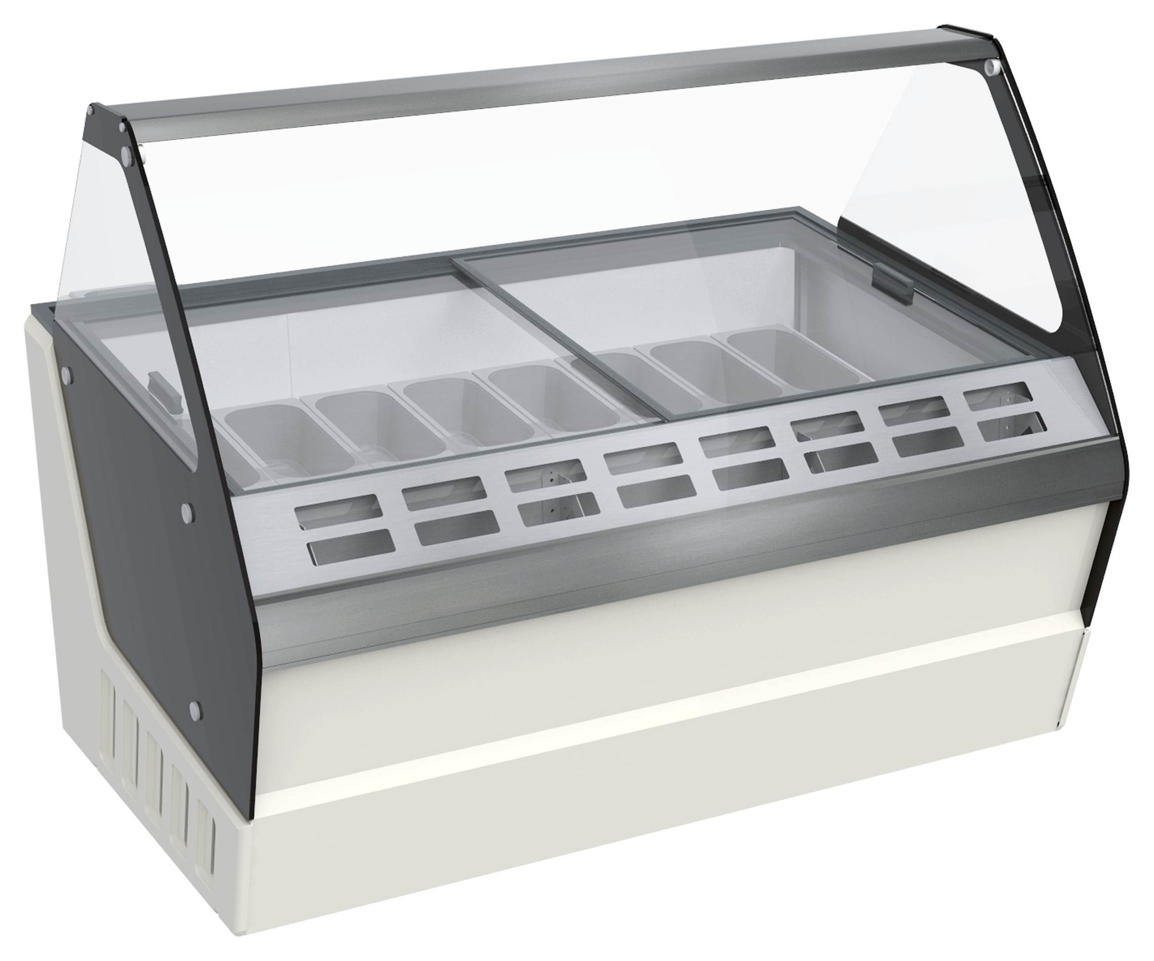 Vitrine à crème glacée professionnelle 16 bacs de 5 litres négative 1590 mm - 7472.0115 - Combisteel