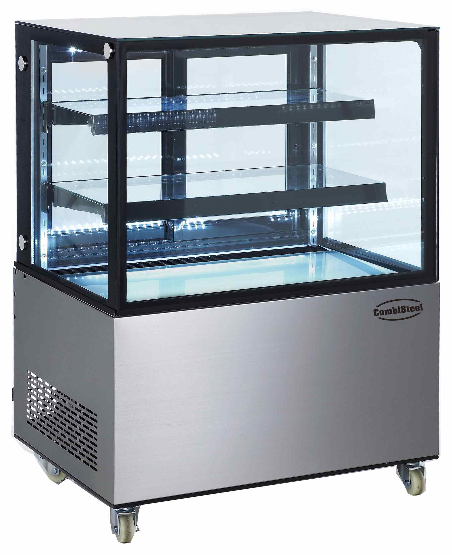 Vitrine réfrigérée professionnelle 270 L noire et acier inoxydable positive 900 mm - 7487.0015 - Combisteel