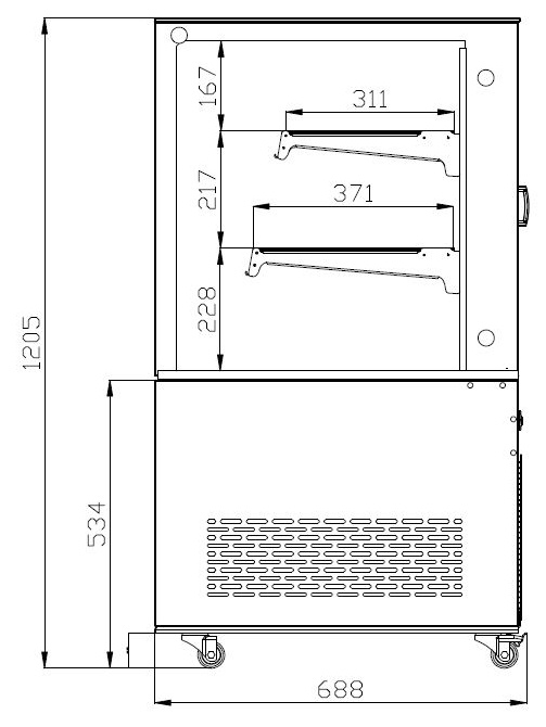 Vitrine réfrigérée professionnelle 370 L noire et acier inoxydable positive 1200 mm - 7487.0020 - Combisteel en cuisine professionnelle