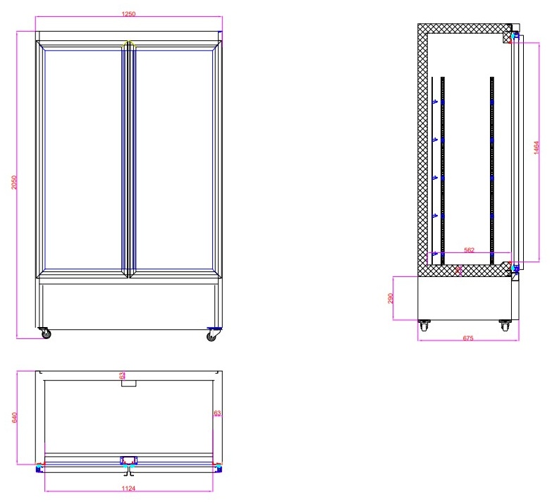 Congélateur professionnel noir 2 portes vitrées négatif 1250 mm - 7526.0125 - Combisteel en cuisine professionnelle