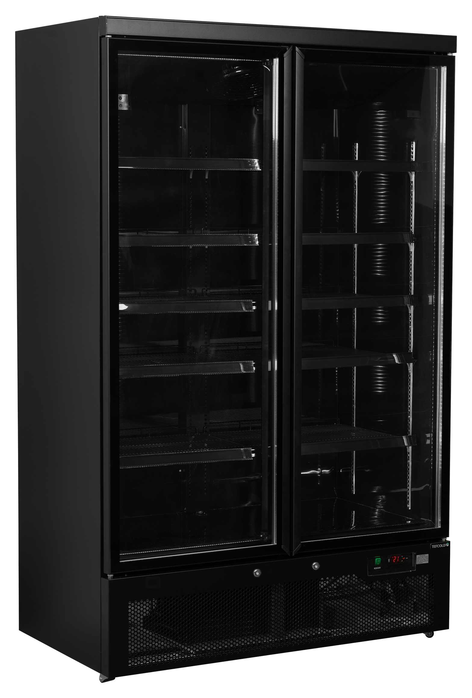 Vitrine réfrigérée professionnelle noire 2 portes vitrées positive - Atom Maxi C2DBB - Tefcold