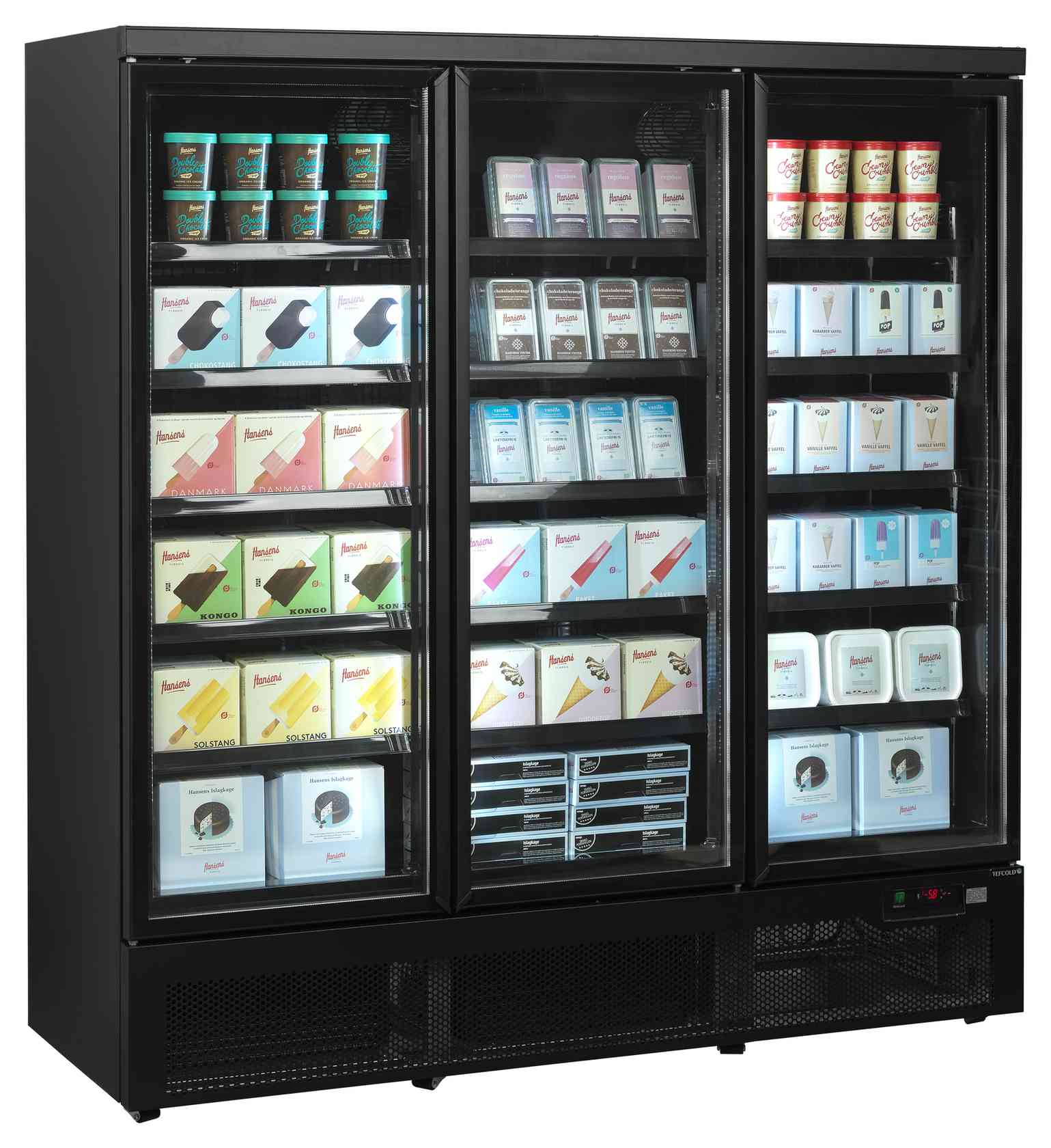 Vitrine professionnelle noire froid négative 3 portes vitrées - Atom Maxi F3DBB - Tefcold en cuisine professionnelle