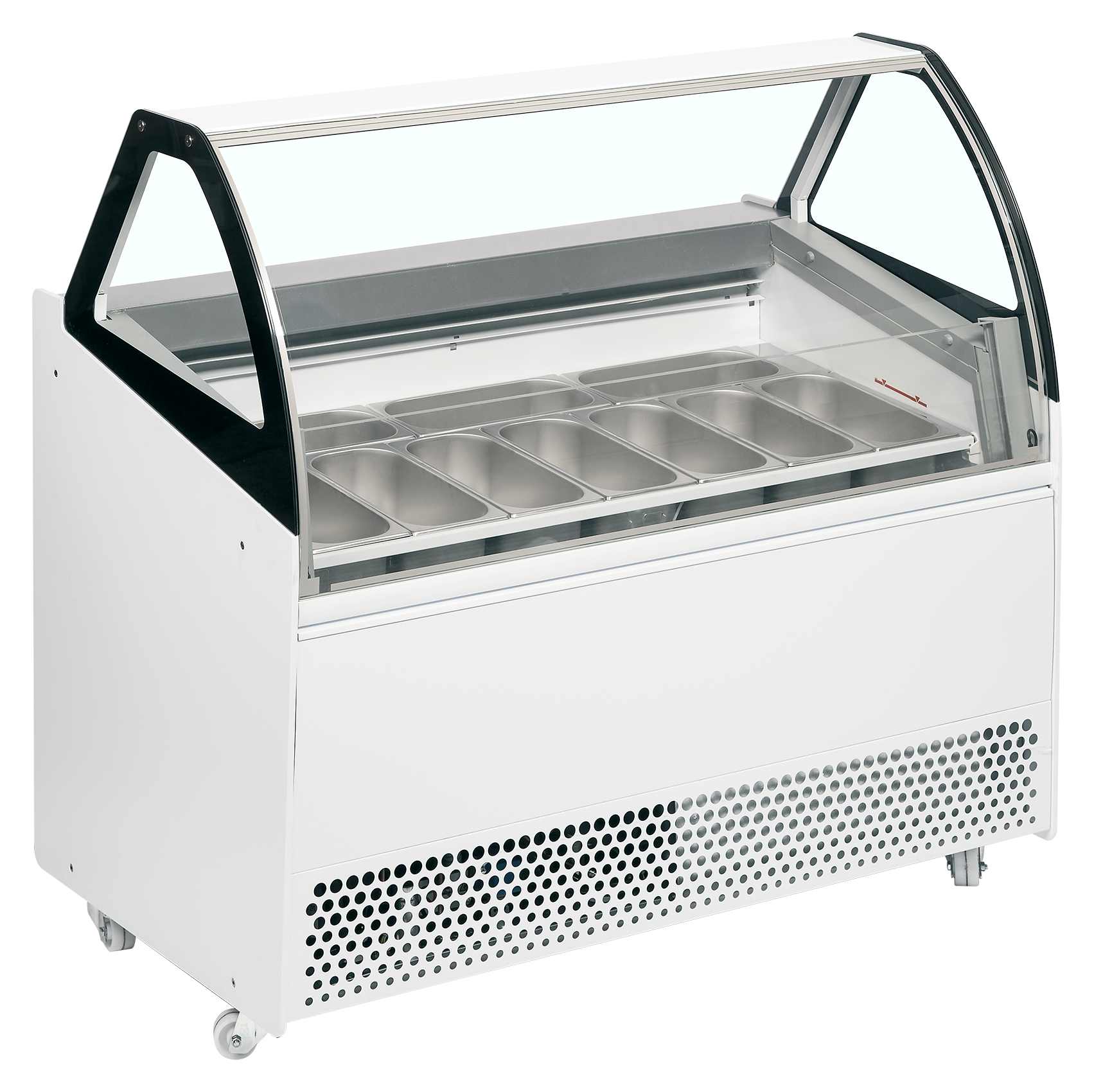 Vitrine ventilée professionnelle pour 10 bacs de glace -20 à -14 °C, 1660 mm - BERMUDA VIEW RV10 - Tefcold