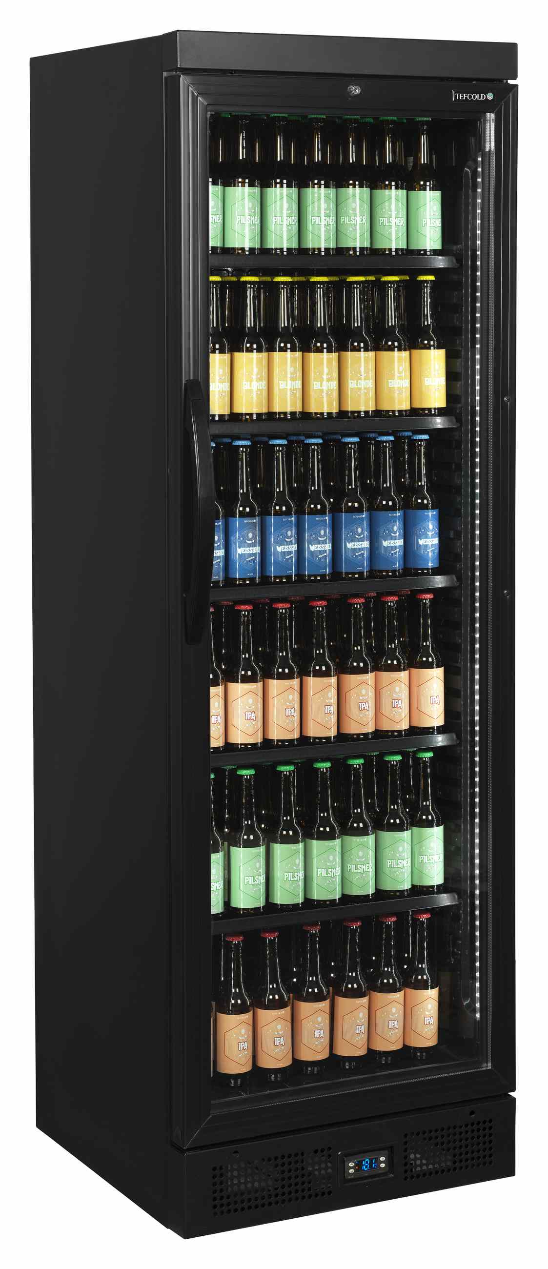 Réfrigérateur professionnel à boissons 1 porte vitrée noir capacité 219 litres positif - CEV435 BLACK - Tefcold en cuisine professionnelle