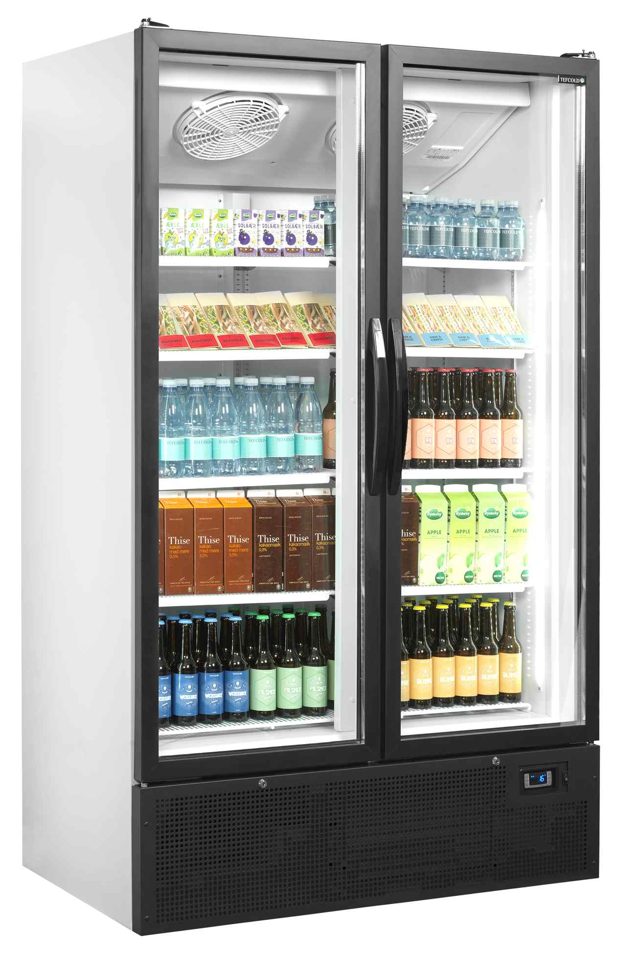 Vitrine réfrigérée professionnelle 2 portes vitrées Blanche positive 652 l - FS1202H - Tefcold en cuisine professionnelle