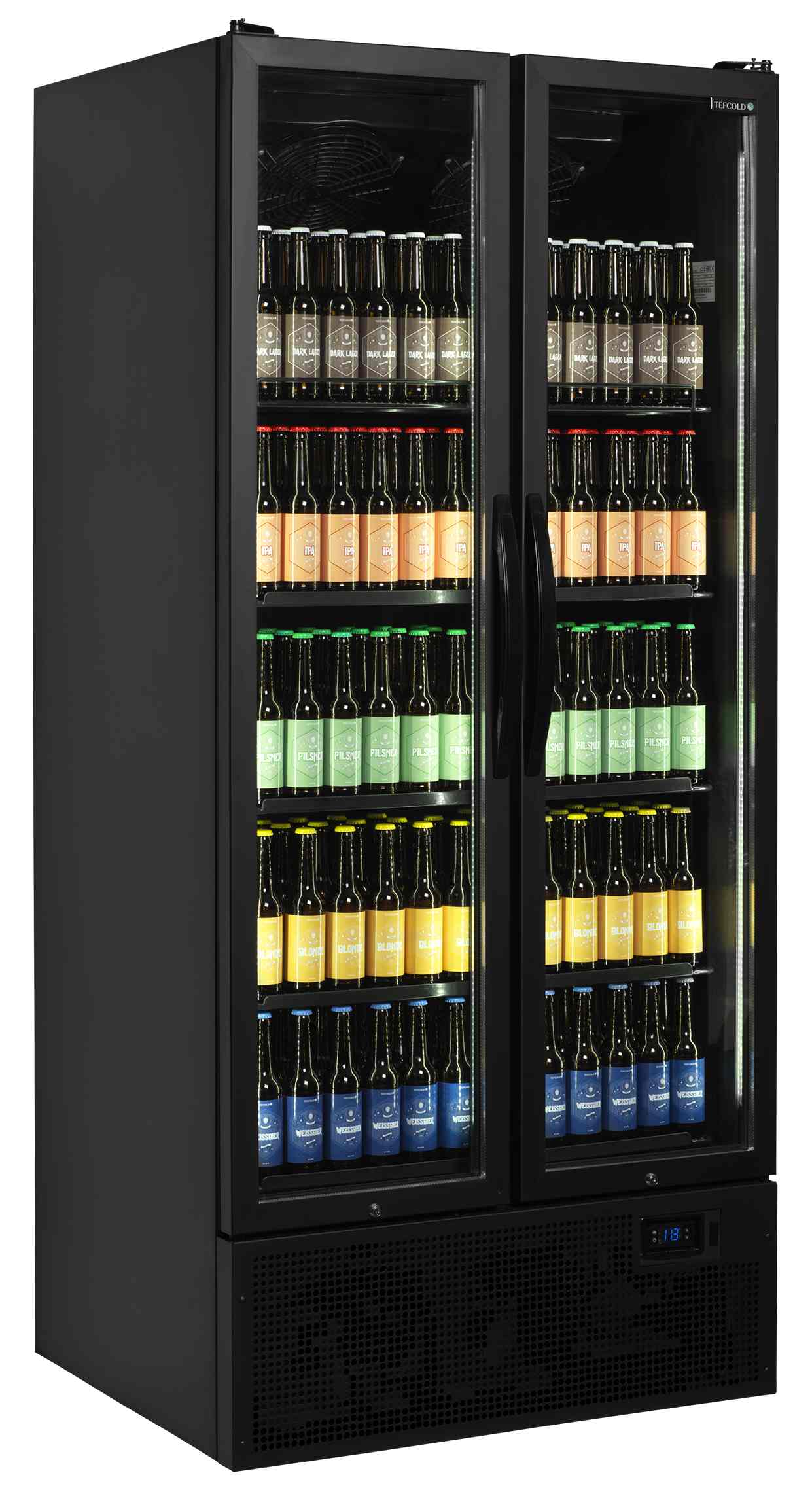 Vitrine réfrigérée professionnelle 2 portes vitrées noire positive 535 l - FS890H BLACK - Tefcold en cuisine professionnelle