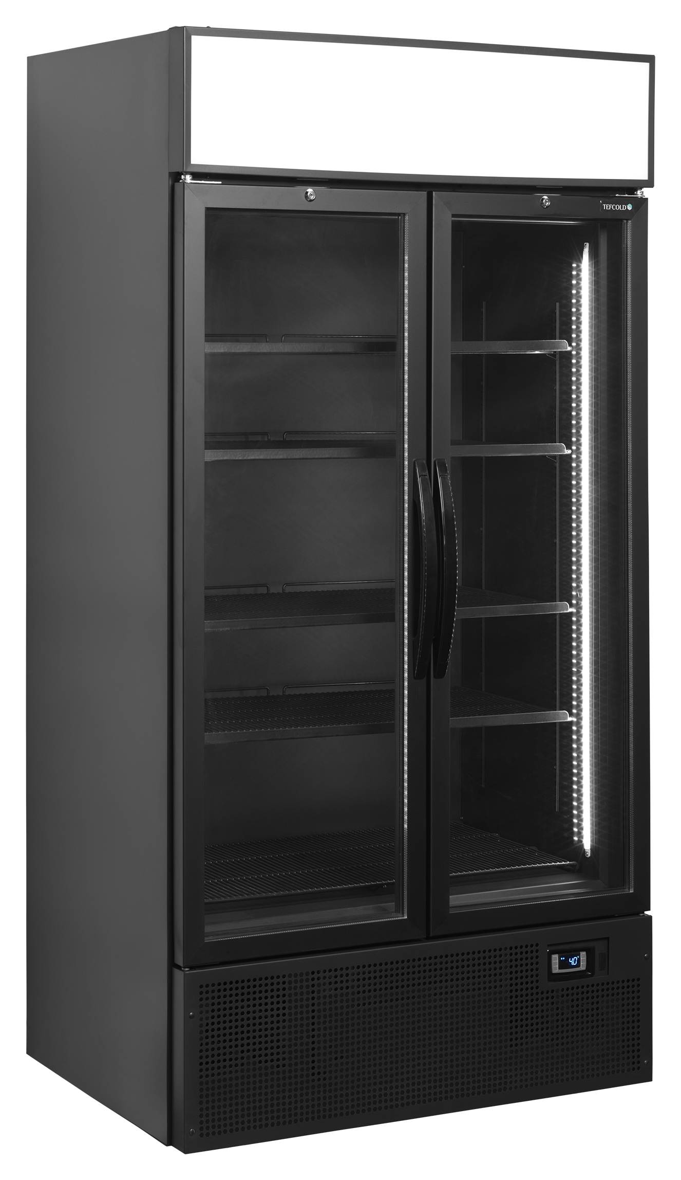 Vitrine réfrigérée 2 portes vitrées noire positive 524 l - FSC1000H BLACK - Tefcold