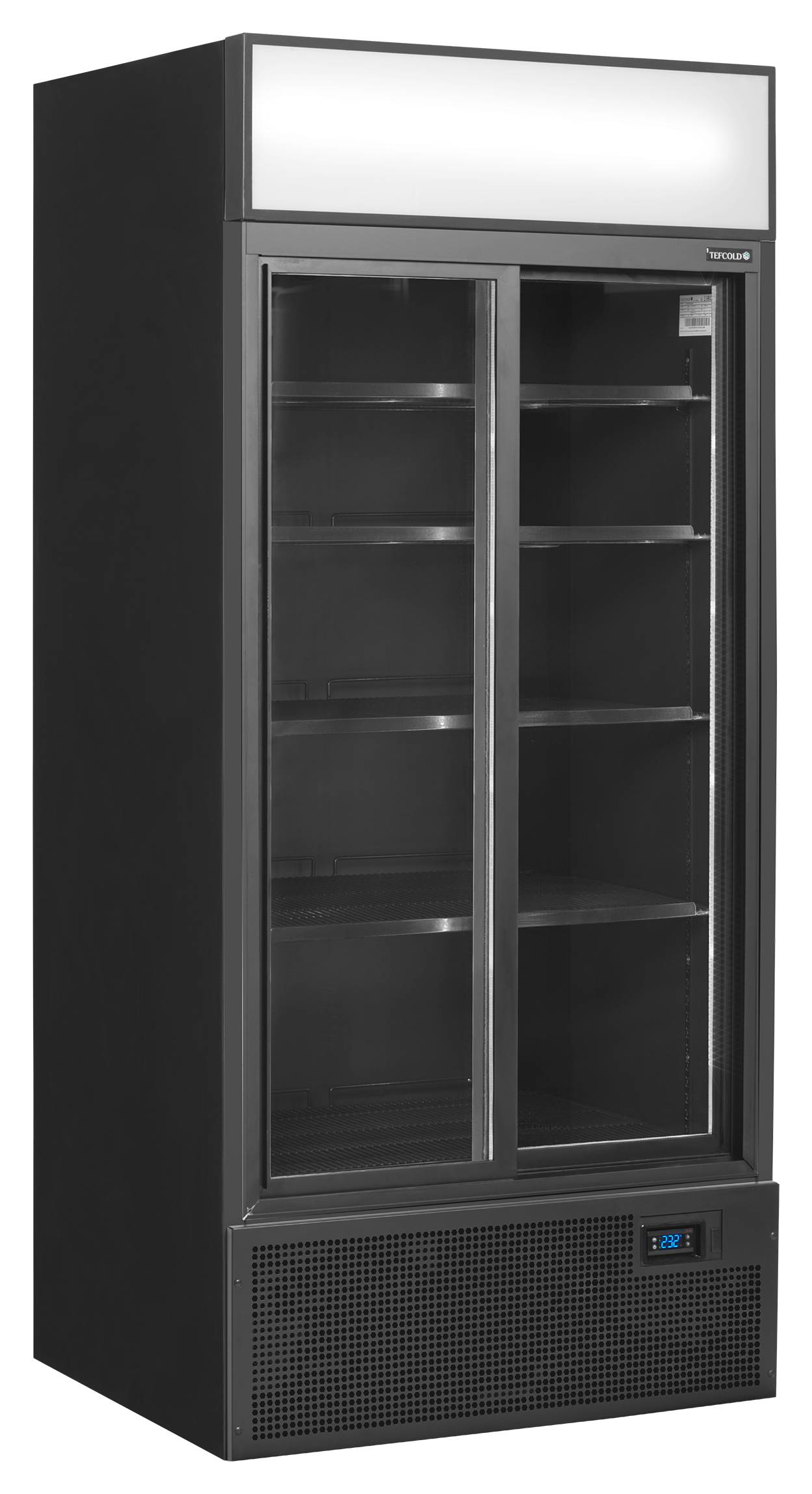Vitrine réfrigérée professionnelle 2 portes vitrées coulissantes noire capacité 462 L positive - FSC891S Black - Tefcold