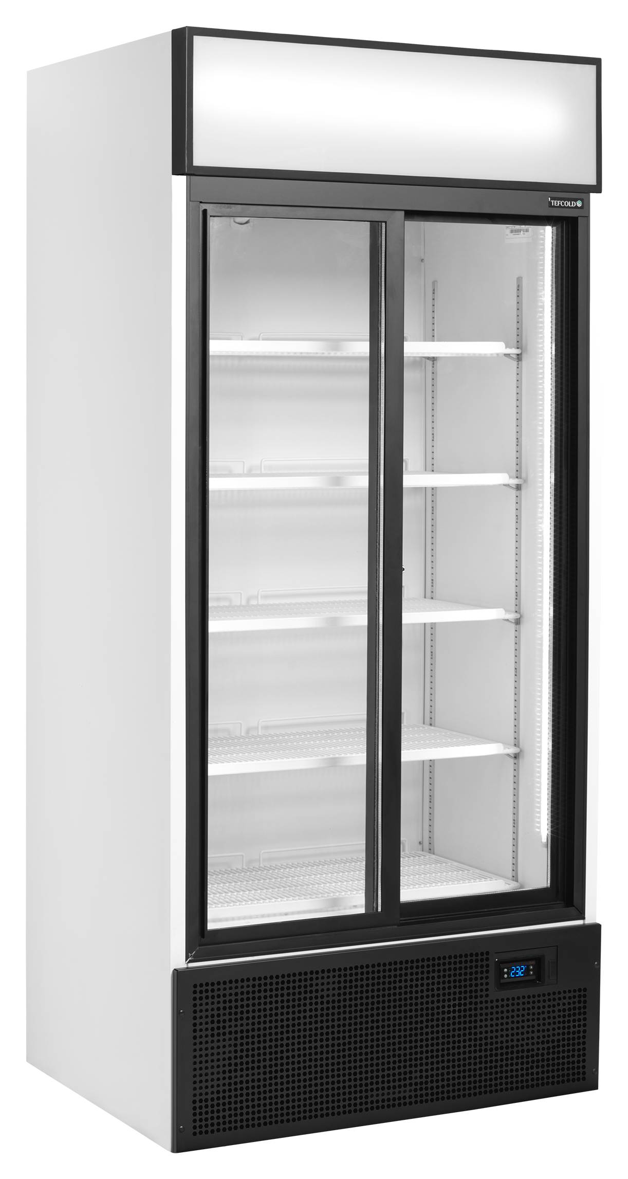Vitrine réfrigérée professionnelle 2 portes vitrées coulissantes Blanche positive 462 L - FSC891S - Tefcold