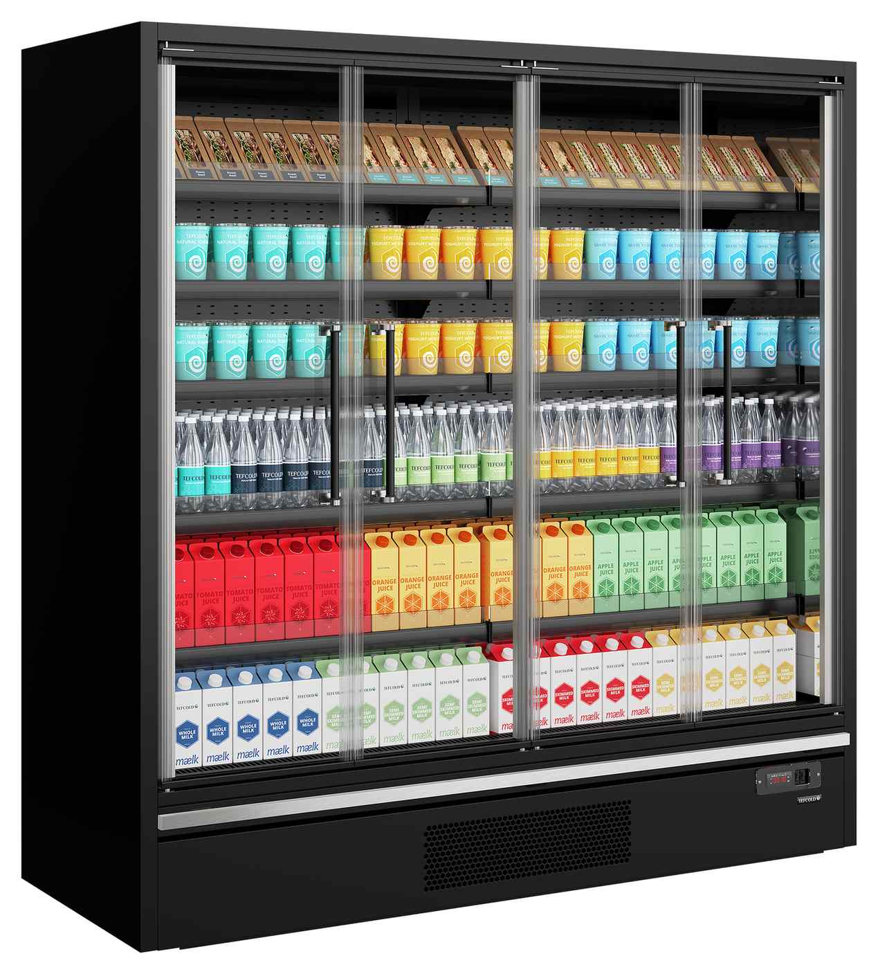 Vitrine réfrigérée professionnelle noire 4 portes vitrées positive - Galaxy+ GP20FGD Black - Tefcold en cuisine professionnelle