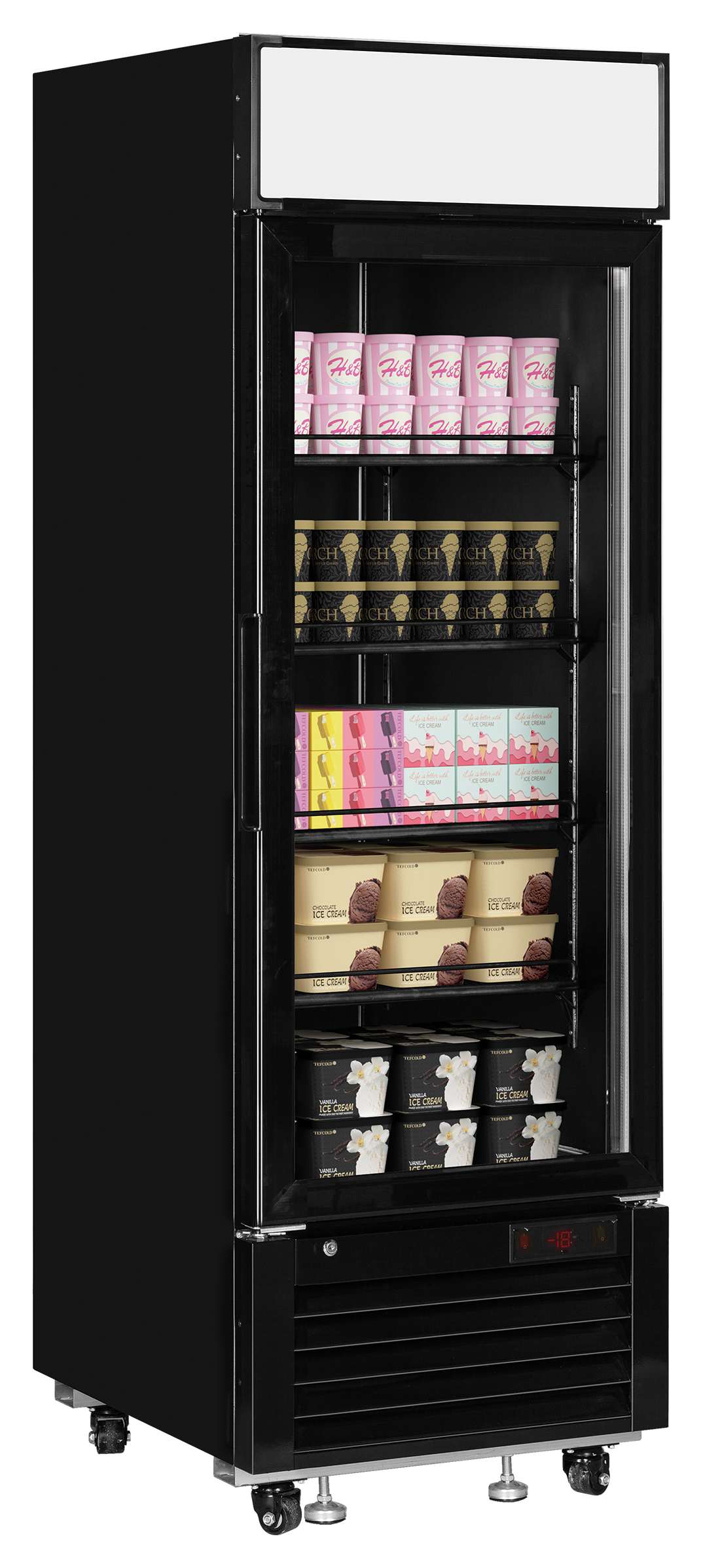 Vitrine négative professionnelle noire 1 porte vitrée - LGF2500B - Tefcold en cuisine professionnelle