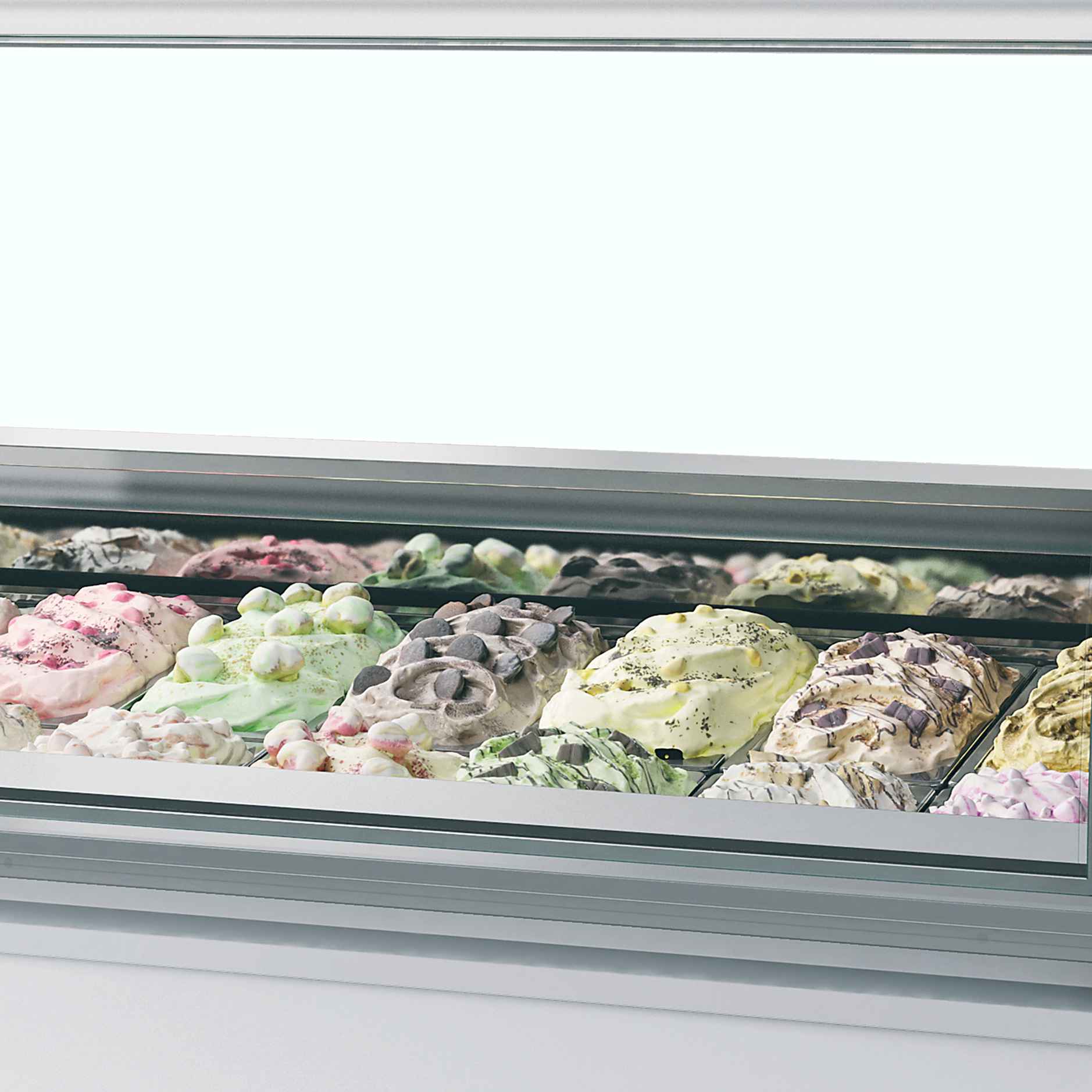 Vitrine professionnelle à froid ventilée pour 24 bacs de glace avec façade bombée - MILLENNIUM LX24 - Tefcold en cuisine professionnelle