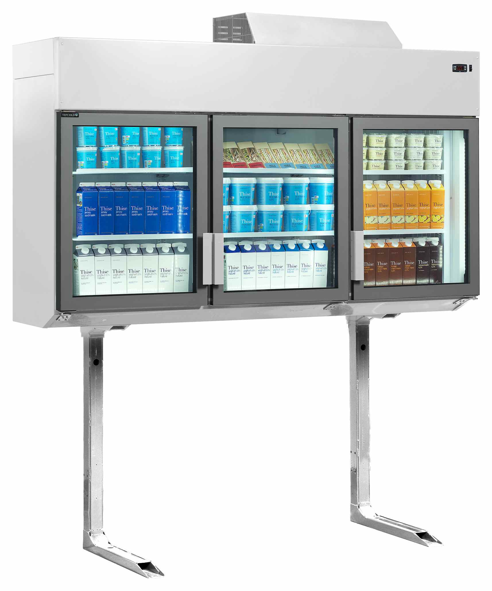 Congélateur-réfrigérateur professionnel mural Blanc 3 portes vitrées positive et négative - MTF185 - Tefcold en cuisine professionnelle