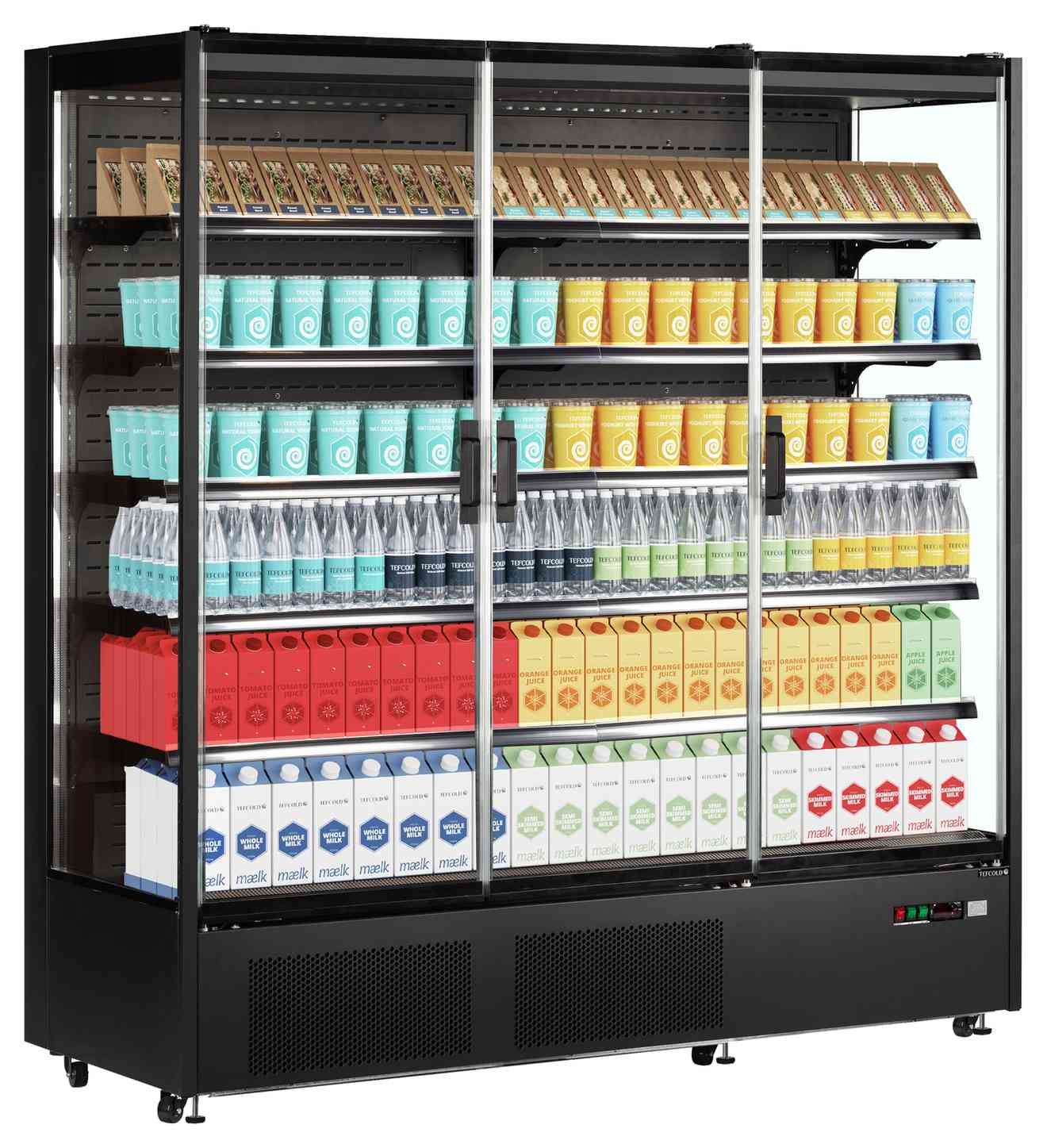 Vitrine réfrigérée noire 3 portes vitrées positive - PC1870B - Tefcold en cuisine professionnelle