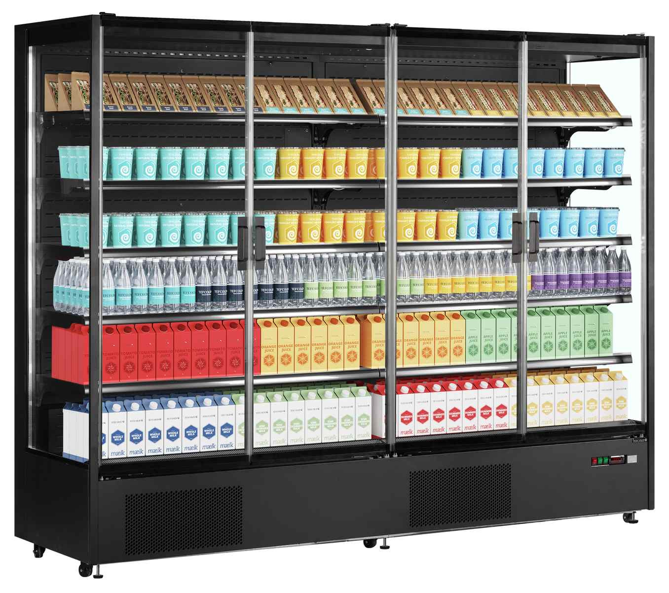 Vitrine réfrigérée noire 4 portes vitrées positive - PC2500B - Tefcold en cuisine professionnelle