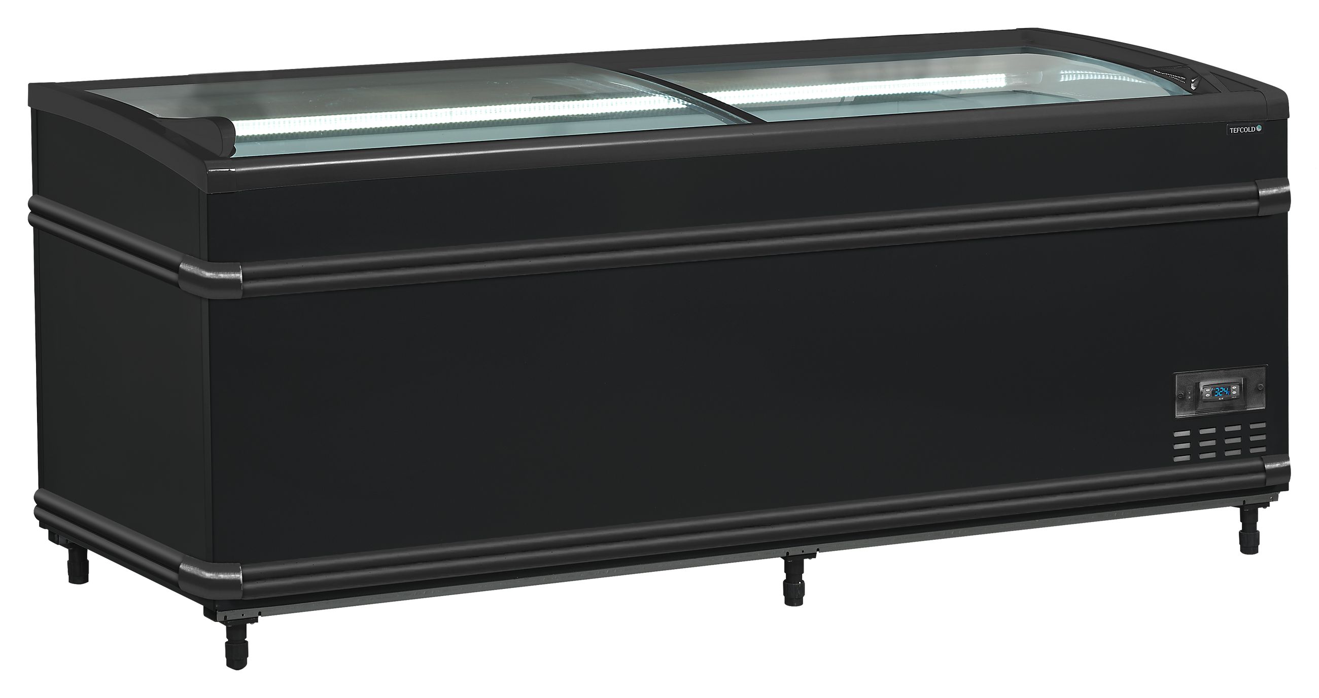 Tête de gondole noire avec couvercles coulissants capacité 500 l - SFI185B HC-CF VS - Tefcold