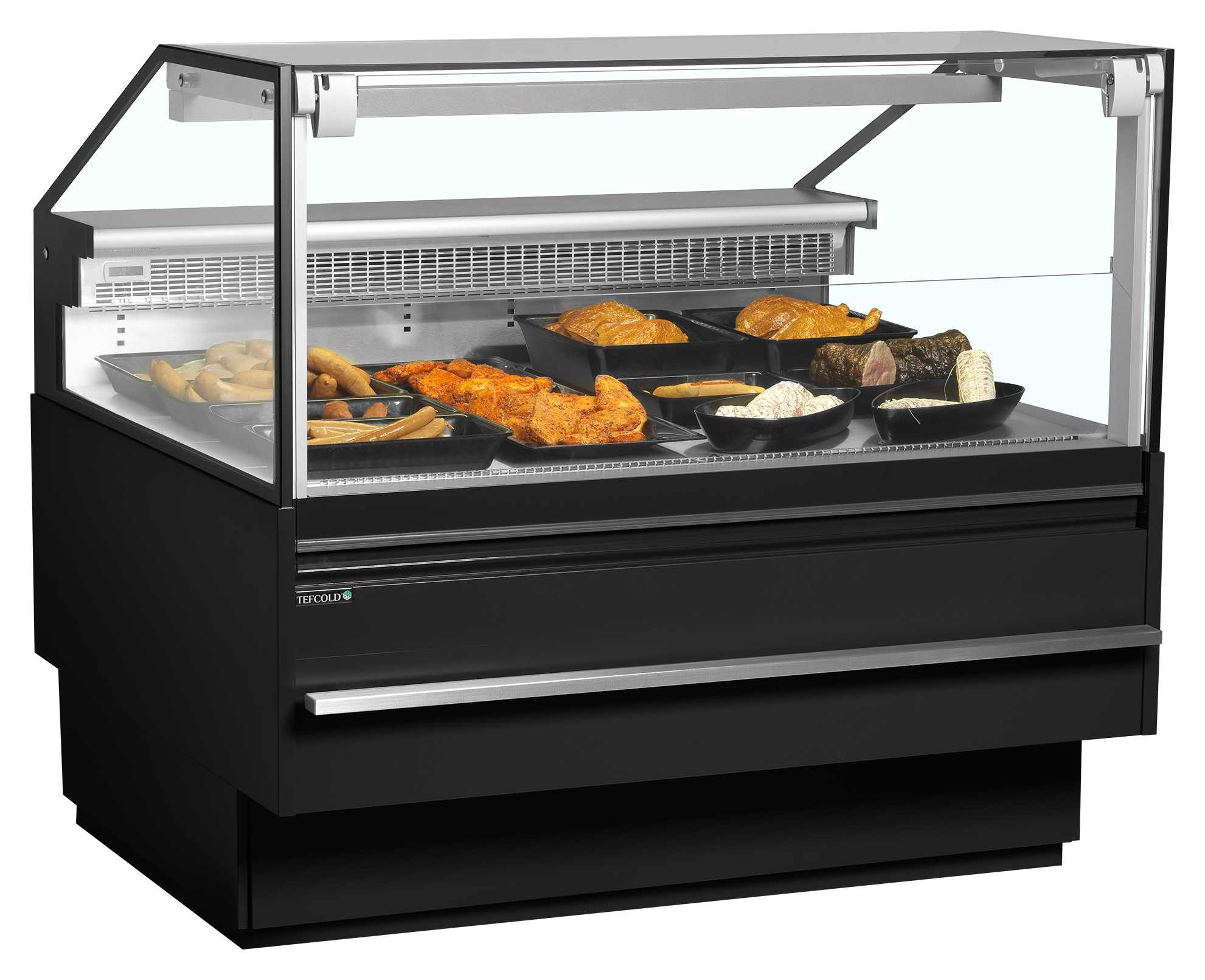 Vitrine de service premium positive avec réserve, 900 mm, noire - SOCA12590B - Tefcold en cuisine professionnelle
